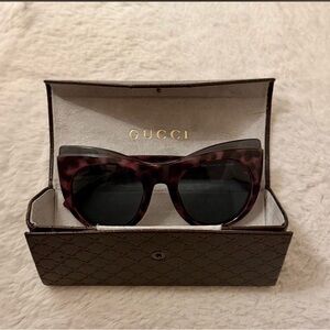 Gucci Women's Dark Tortoiseshell Cat Eye Sunglasses